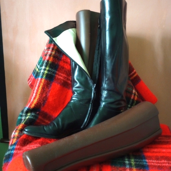 Vintage 80s Salvatore Ferragamo Tall Riding Boots Black Leather 7.5 7.5AAA - Picture 6 of 7